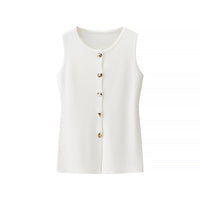 Viola | Knit Skirt Set Cream Button Front Vest Maxi