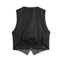 Vera | Pinstripe Tailored Vest Gray Button Front