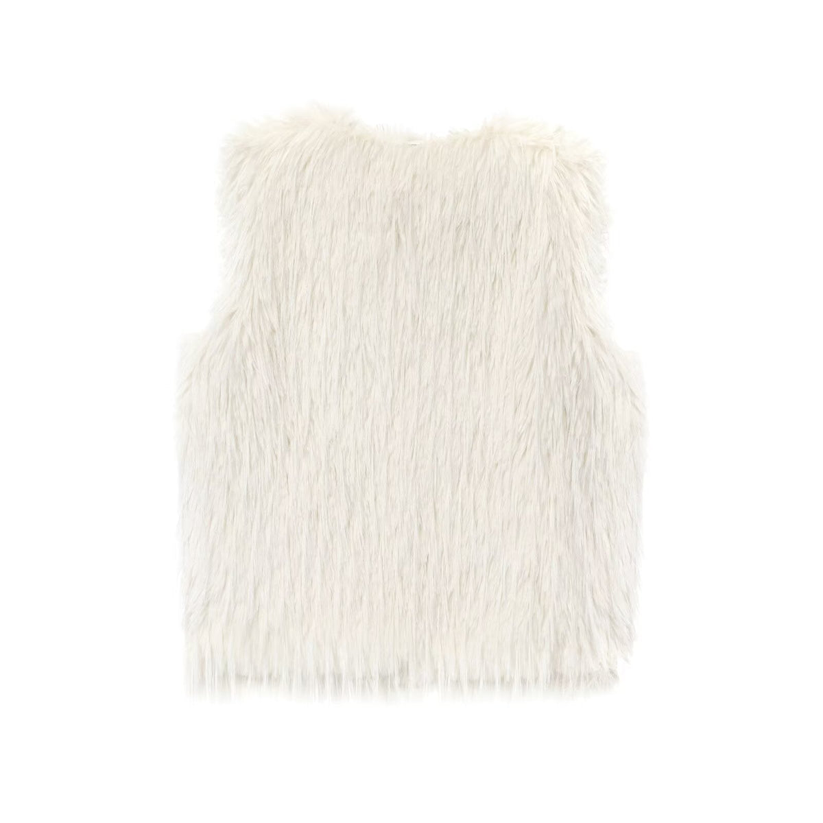 Vera | Faux Fur Vest Cream Long Pile Sleeveless