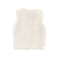 Vera | Faux Fur Vest Cream Long Pile Sleeveless