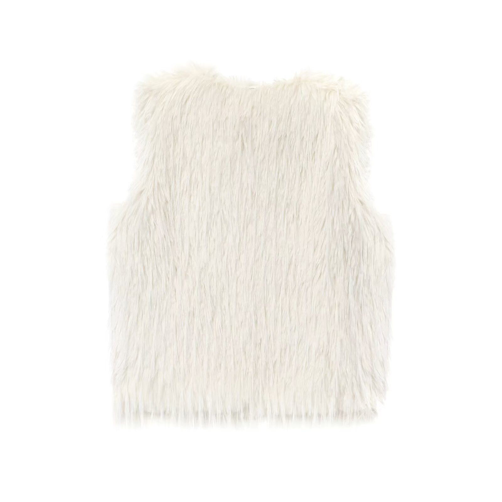 Vera | Faux Fur Vest Cream Long Pile Sleeveless