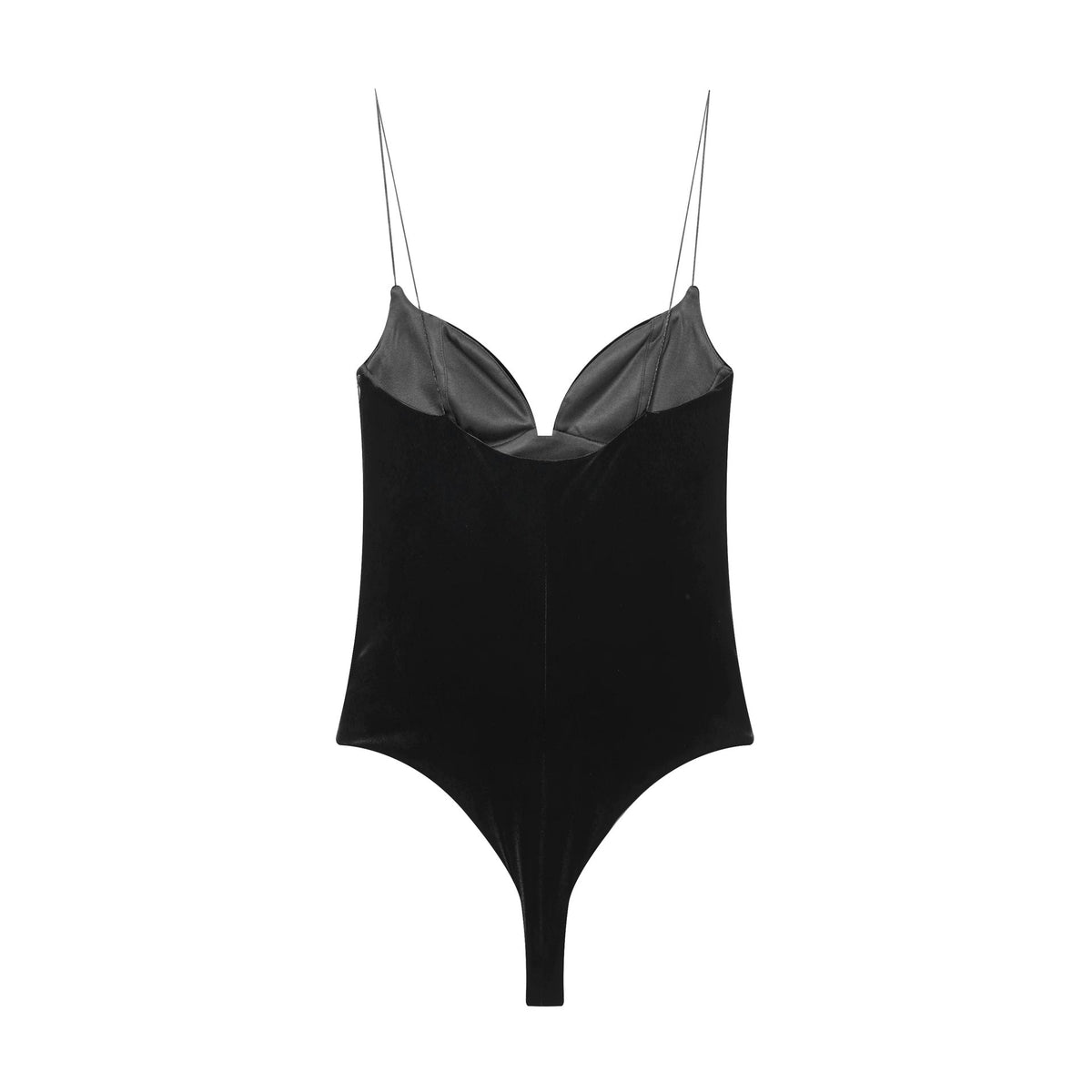 Vera | Satin Halter Bodysuit Black Thong Sleek