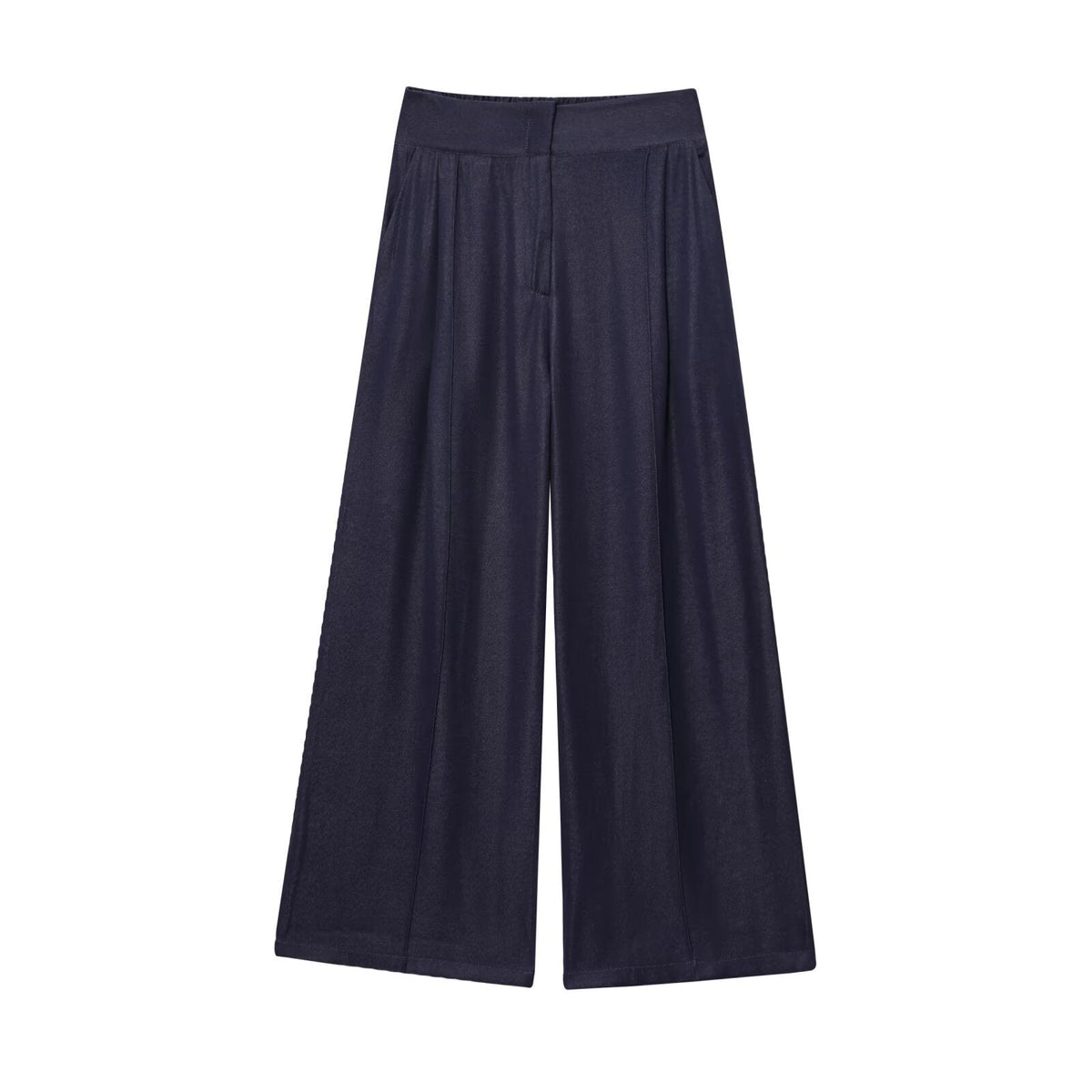 Neve | Wide Leg Pants Navy High Waisted Pleated