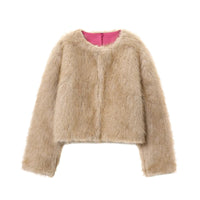Vera | Faux Fur Jacket Cream Cropped Fluffy