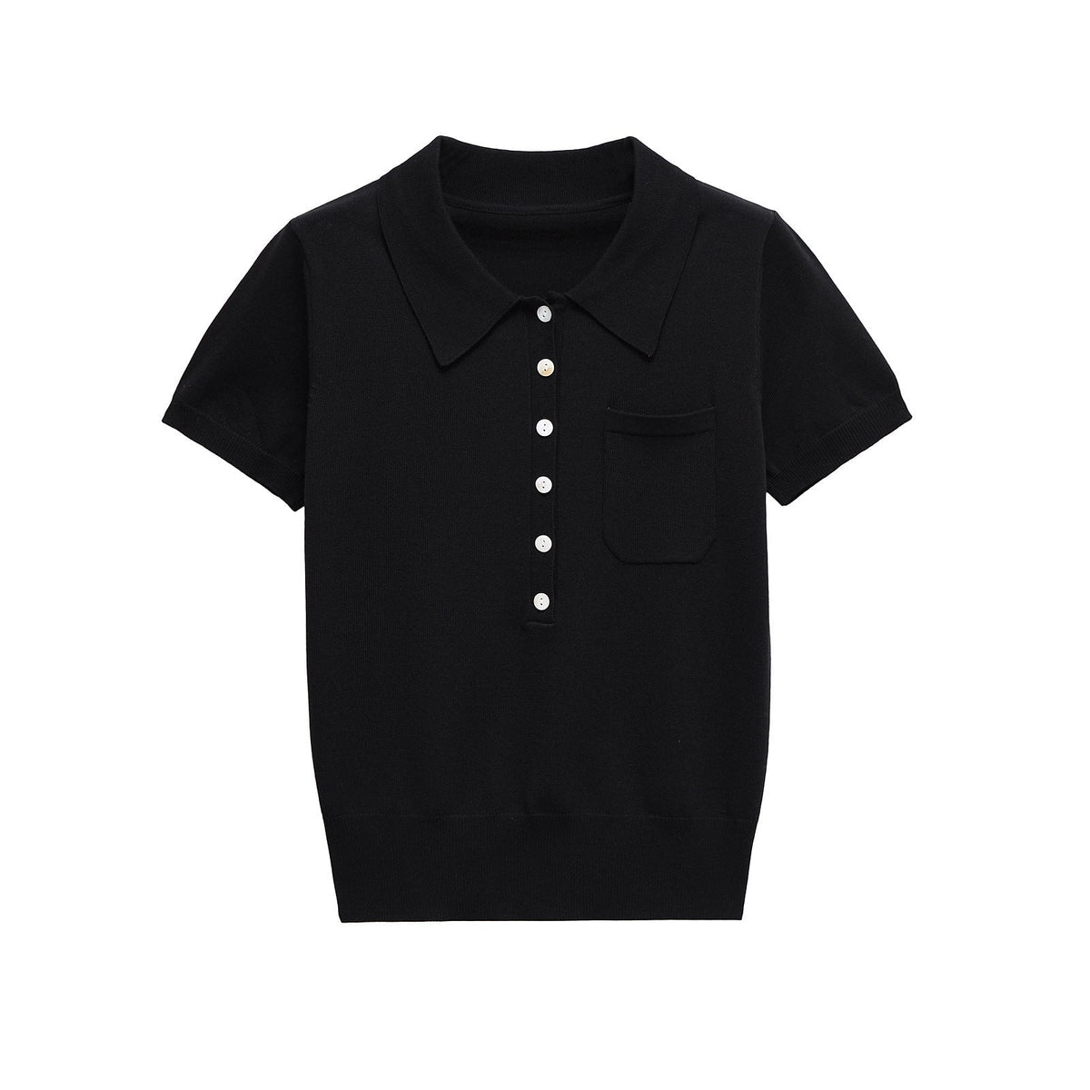 Aria | Knit Polo Shirt Cream Short Sleeve Collared