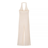 Nola | Halter Jumpsuit Cream Wide Leg Sleeveless
