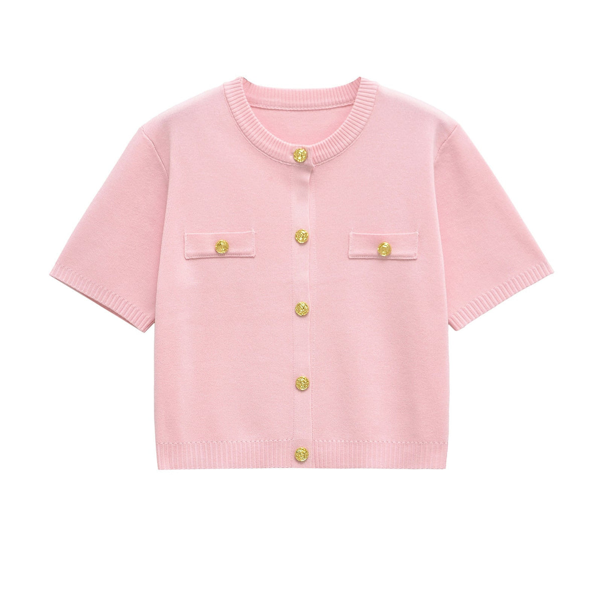 Vera | Knit Cardigan Yellow Short Sleeve Gold Button