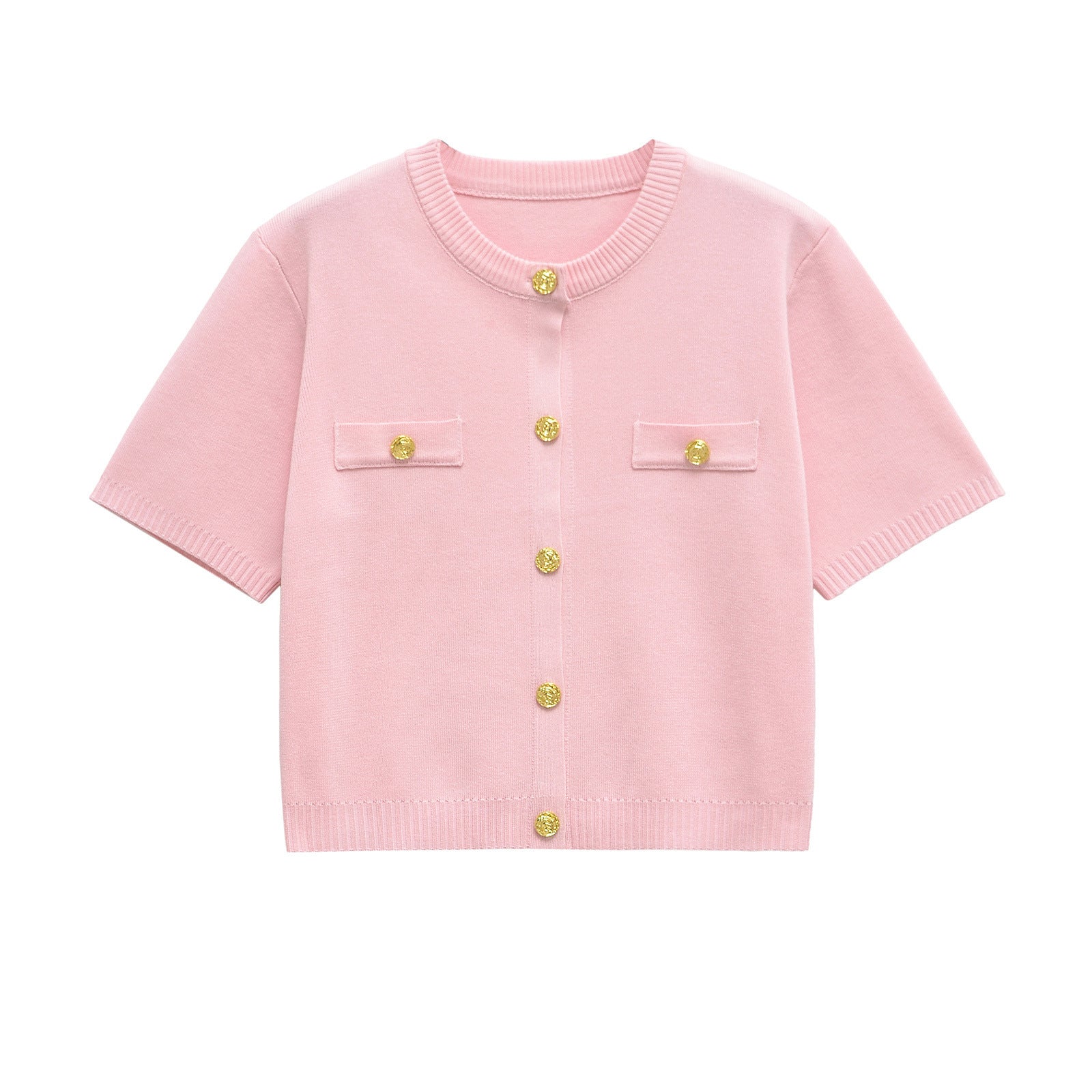 Vera | Knit Cardigan Yellow Short Sleeve Gold Button