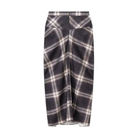 Orin | Plaid Midi Skirt Gray White Tie Front