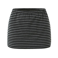 Neve | Striped Two Piece Set Gray Black Button Front Short Sleeve