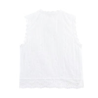Vera | Sleeveless Lace Cardigan White Eyelet Button Front