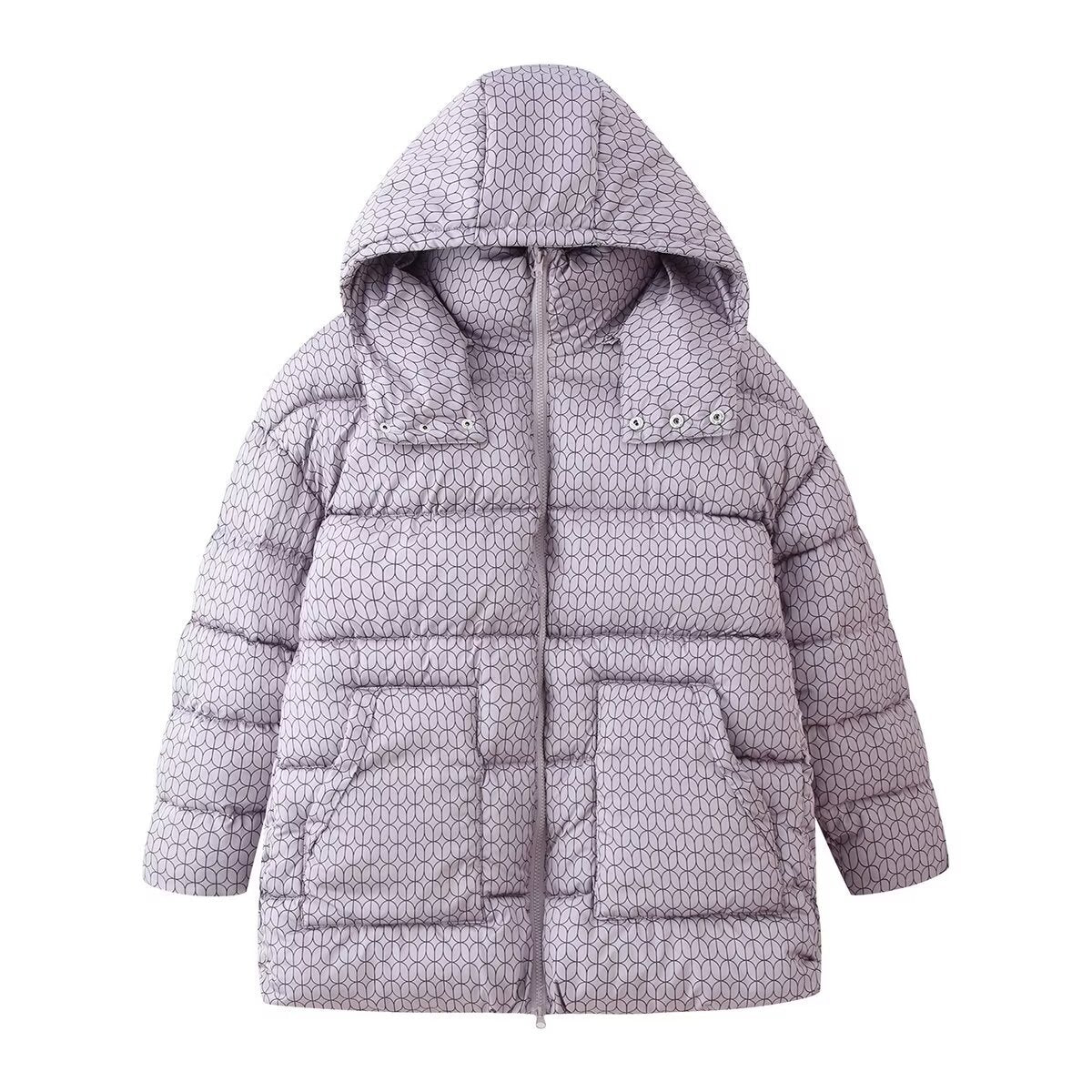 Vera | Puffer Jacket Gray Quilted Hooded Long