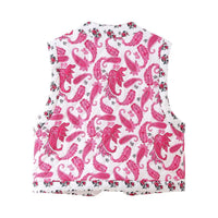 Rue | Paisley Floral Print Sleeveless Cardigan Cream Pink