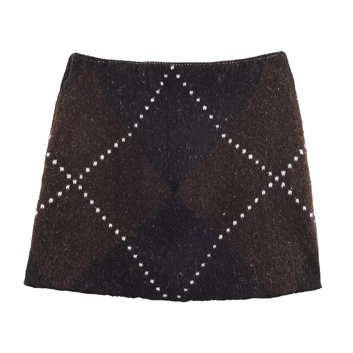 Vera | Argyle Knit Sweater Set Brown Studded Turtleneck