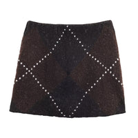 Vera | Argyle Knit Sweater Set Brown Studded Turtleneck
