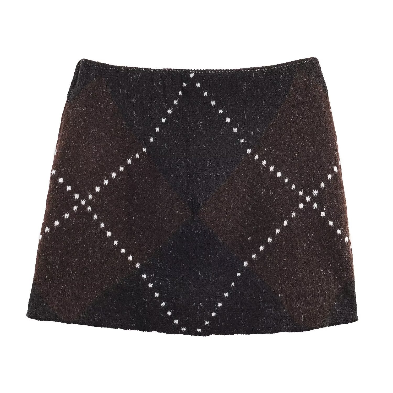 Vera | Argyle Knit Sweater Set Brown Studded Turtleneck
