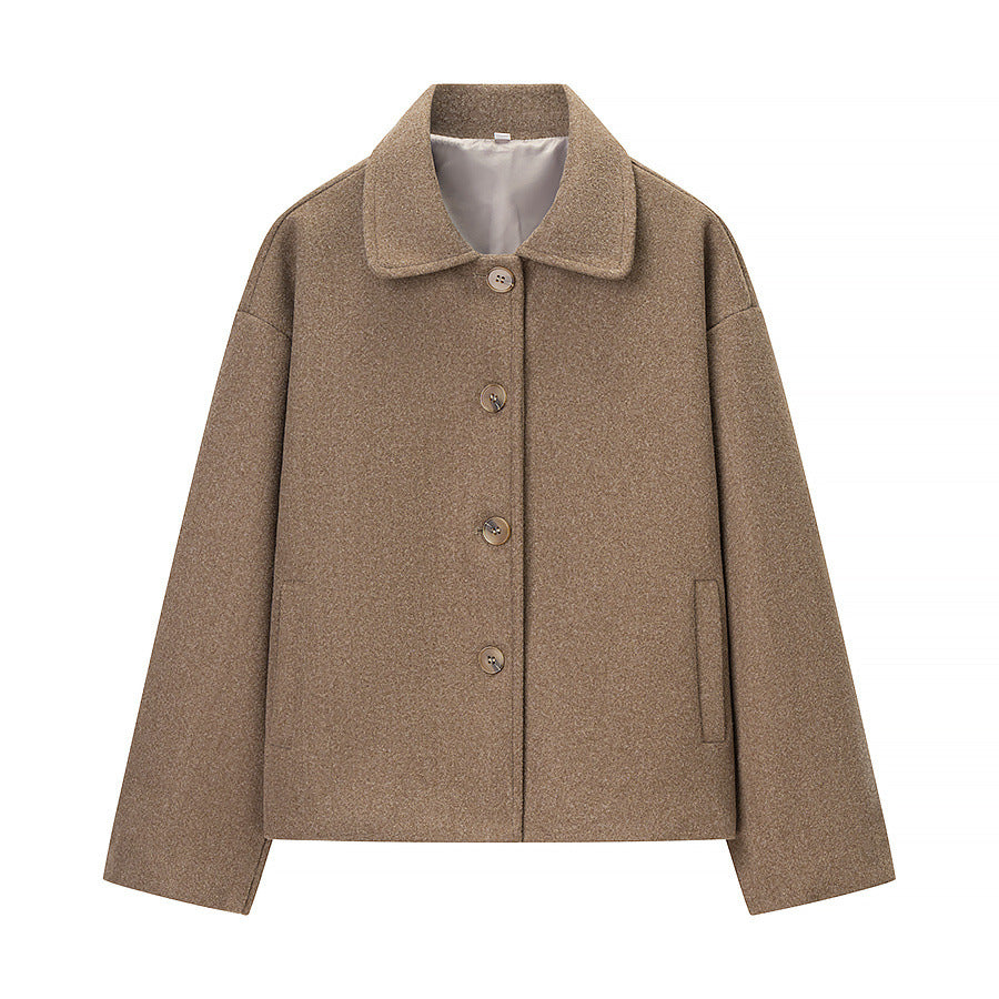 Vera | Wool Jacket Beige Cropped Button Front