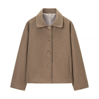 Vera | Wool Jacket Beige Cropped Button Front