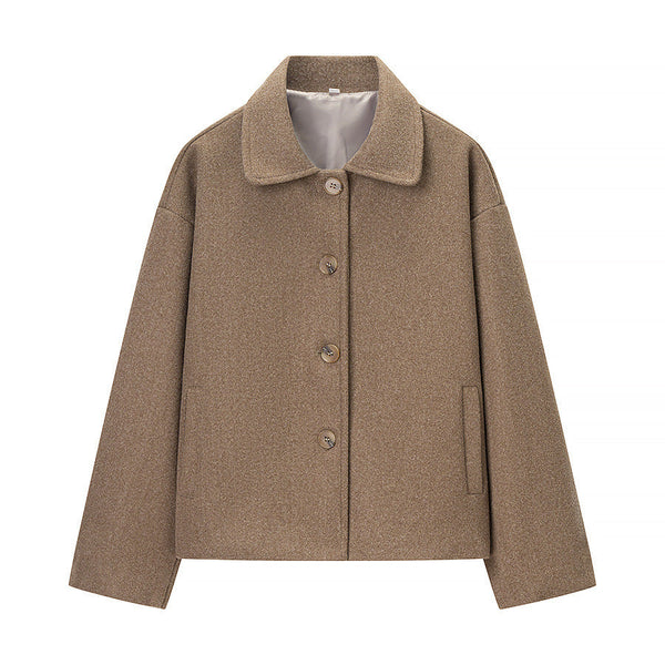 Vera | Wool Jacket Beige Cropped Button Front