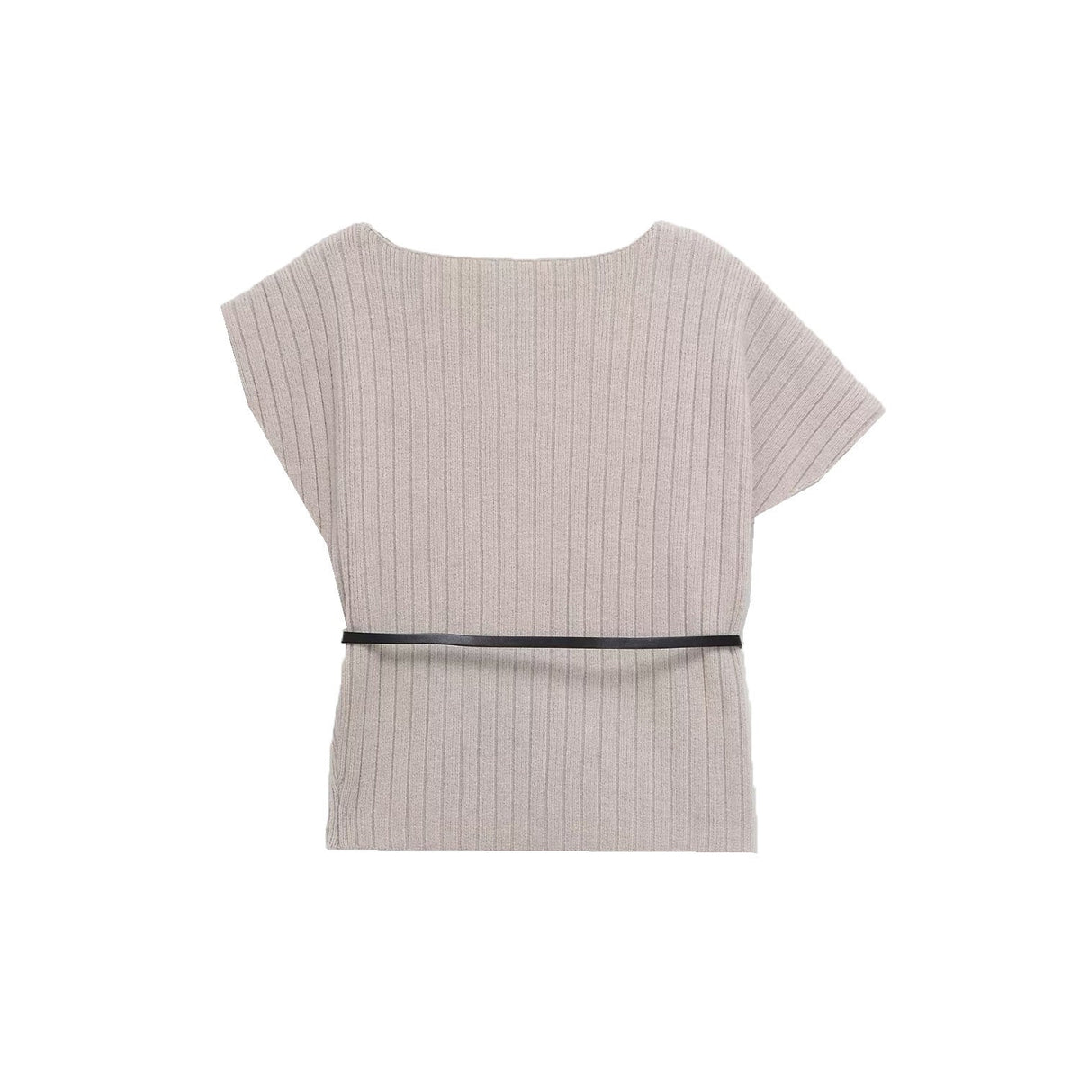 Vera | Ribbed Crop Top Cream Short Sleeve Belted