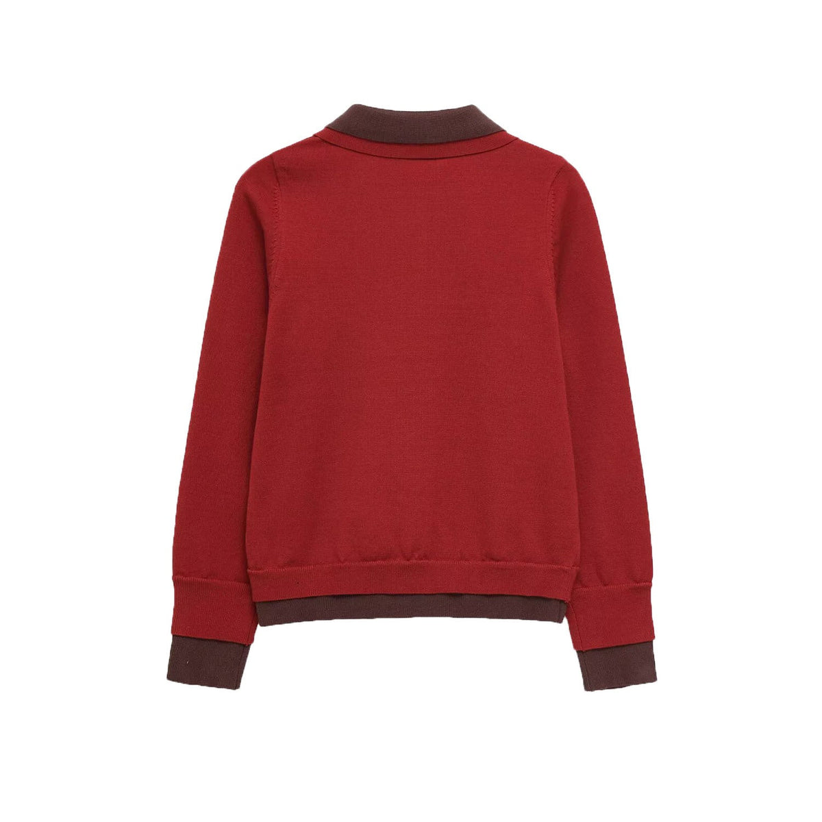 Vera | Polo Sweatshirt Red Brown Collar Long Sleeve