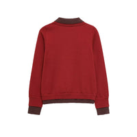 Vera | Polo Sweatshirt Red Brown Collar Long Sleeve