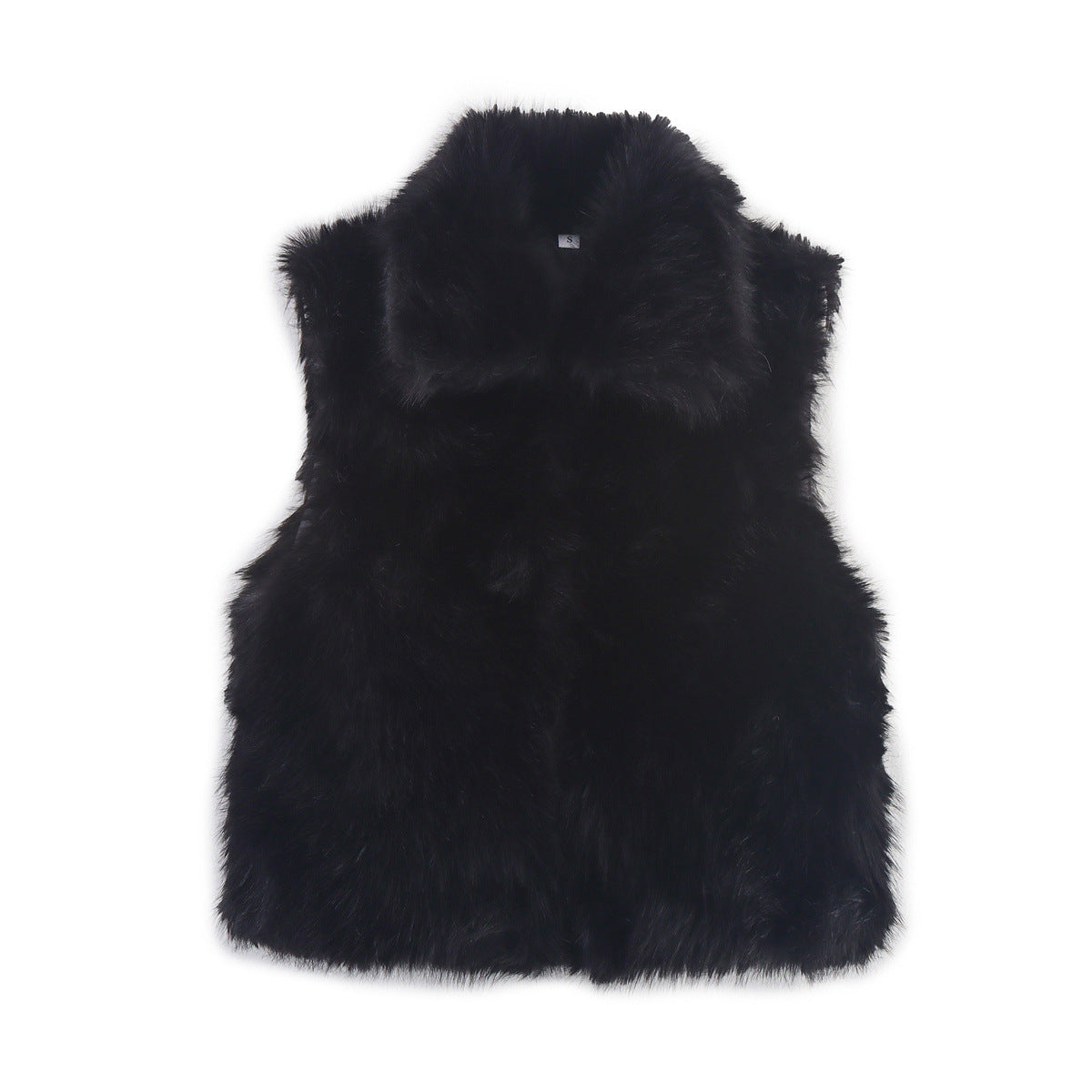 Viola | Faux Fur Vest Black Sleeveless Fluffy