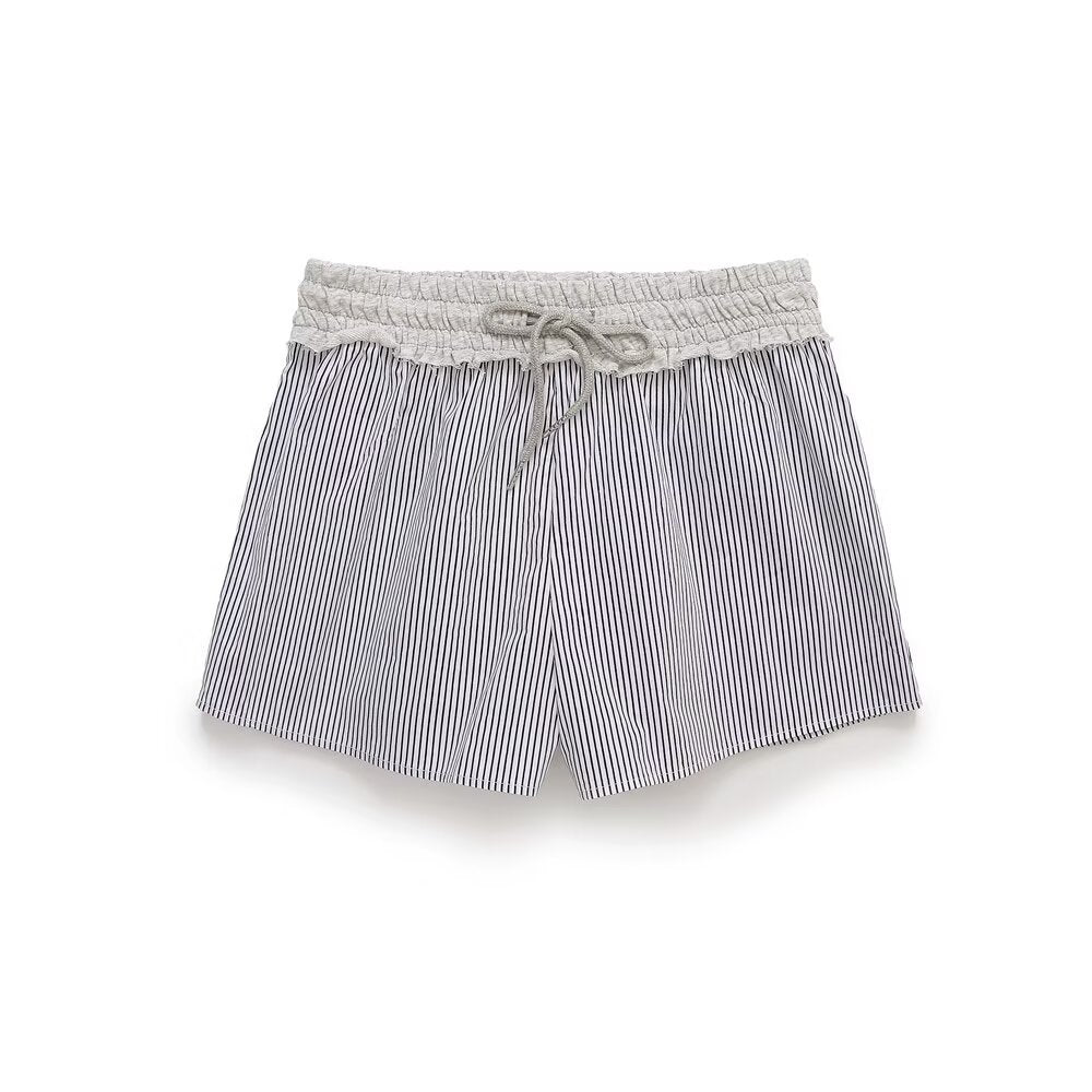 Neve | Striped Drawstring Shorts White Navy