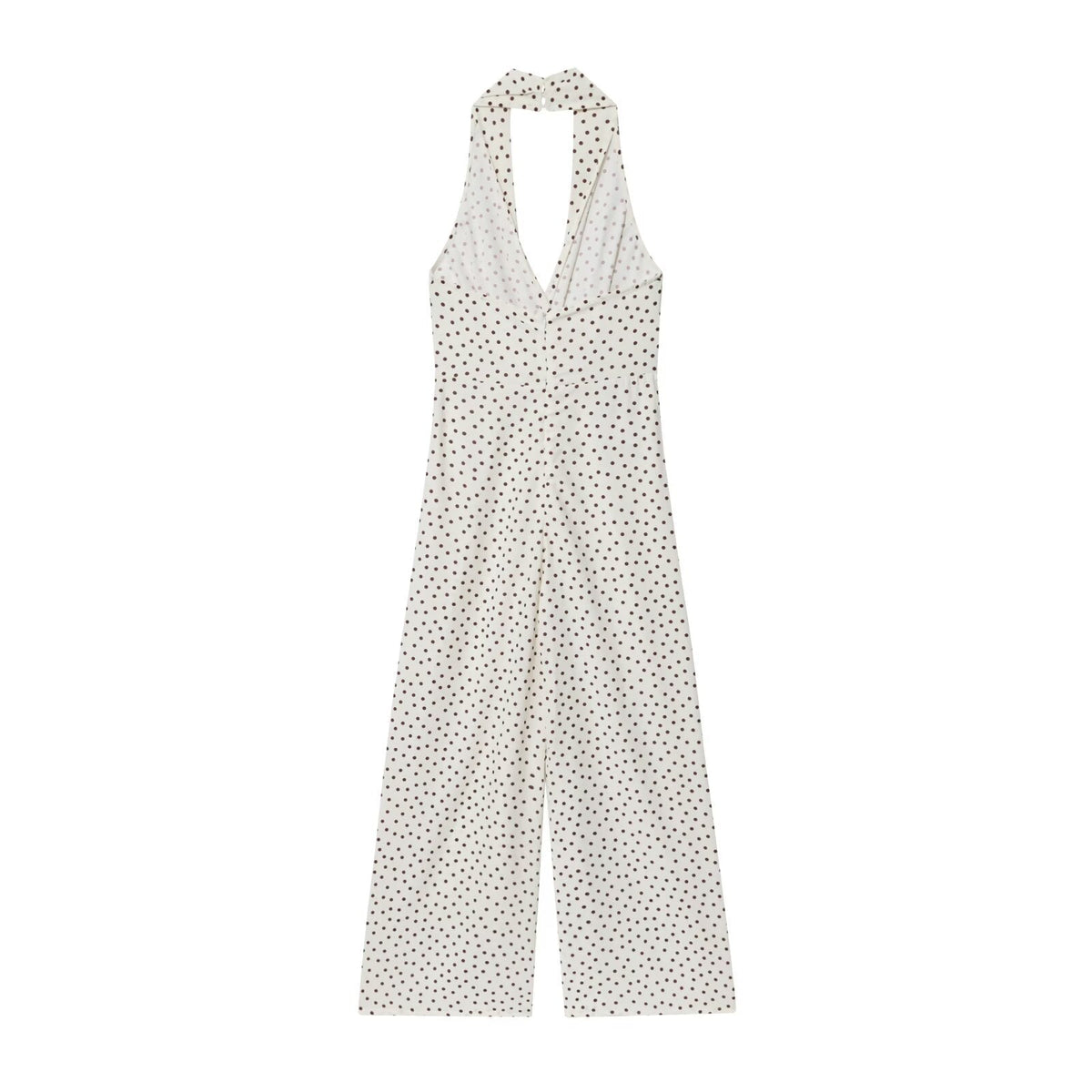 Rue | Polka Dot Halter Jumpsuit Cream Wide Leg