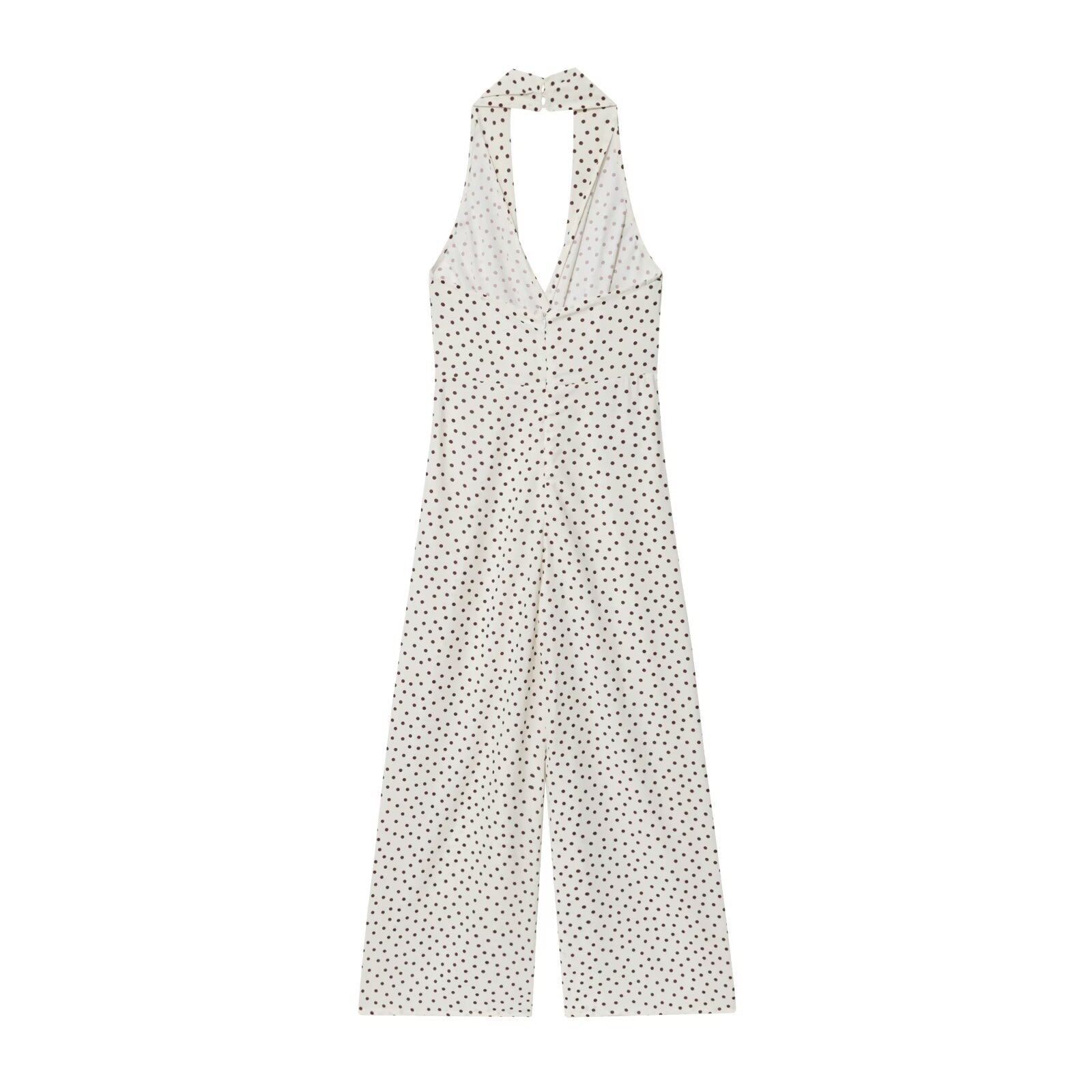 Rue | Polka Dot Halter Jumpsuit Cream Wide Leg