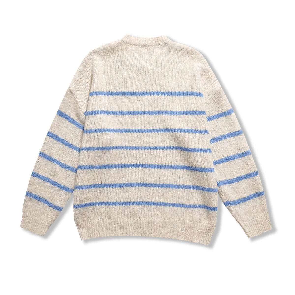 Isla | Striped Knit Sweater Cream Blue Crew Neck