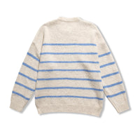 Isla | Striped Knit Sweater Cream Blue Crew Neck