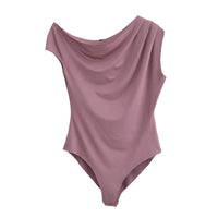 Vera | Cowl Neck Bodysuit Blue Sleeveless