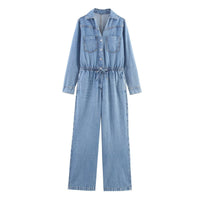 Isla | Denim Jumpsuit Light Blue Wide Leg Drawstring