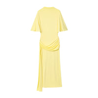 Cora | Ruched Midi Dress Yellow Cape Sleeve