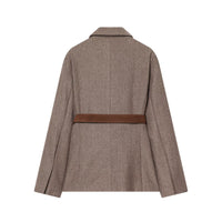 Margot | Belted Tailored Womens Blazer Brown Long Sleeve