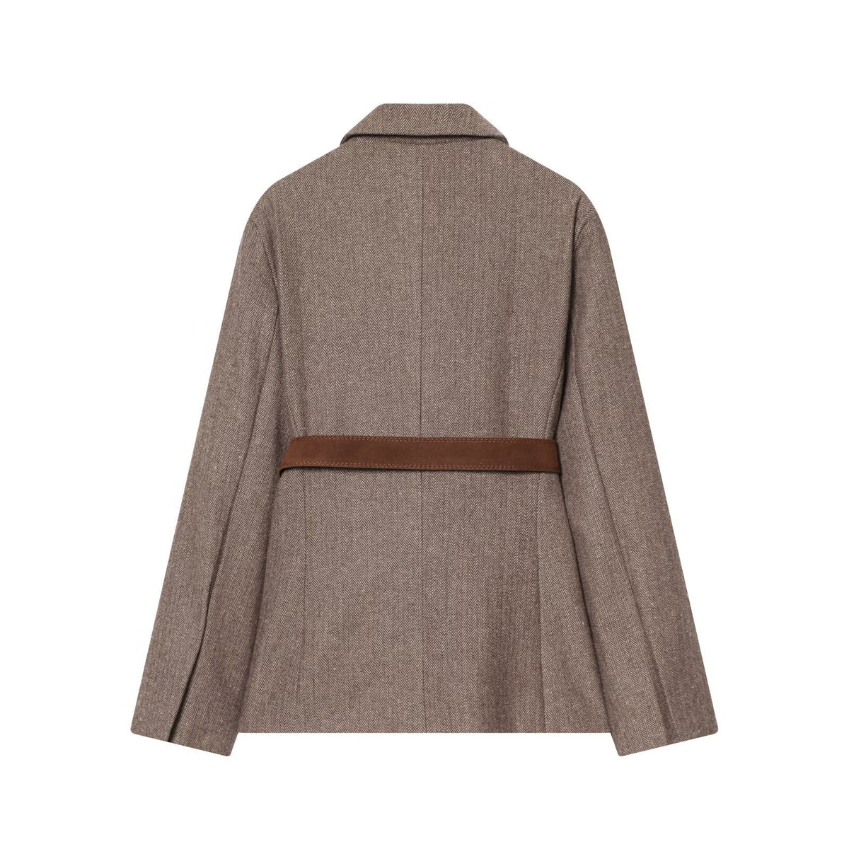 Margot | Belted Tailored Womens Blazer Brown Long Sleeve