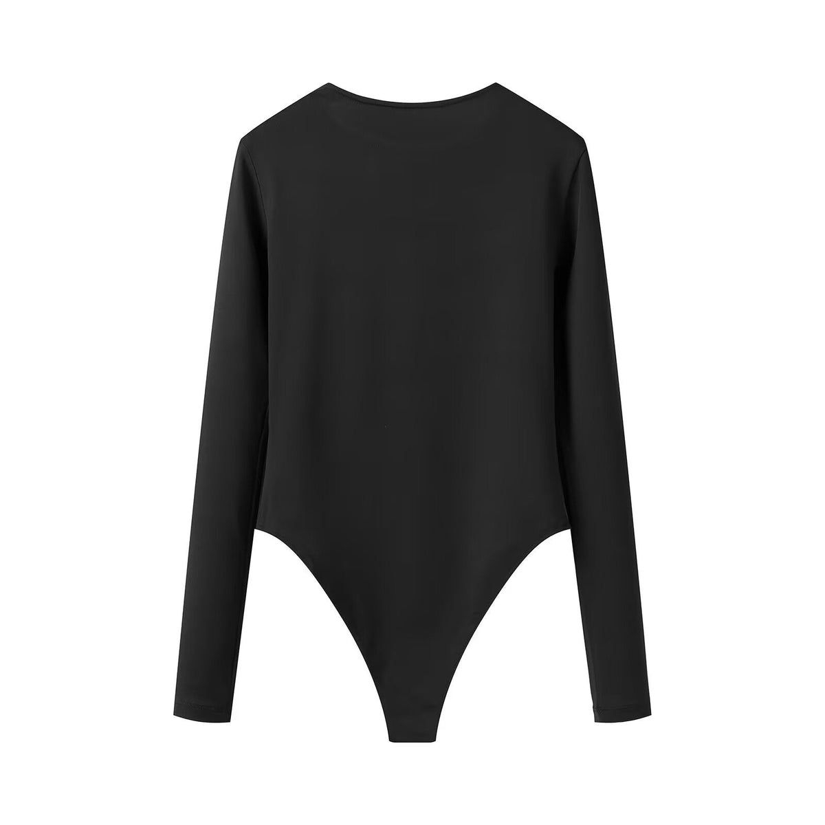 Aria | Long Sleeve Bodysuit Black Crew Neck