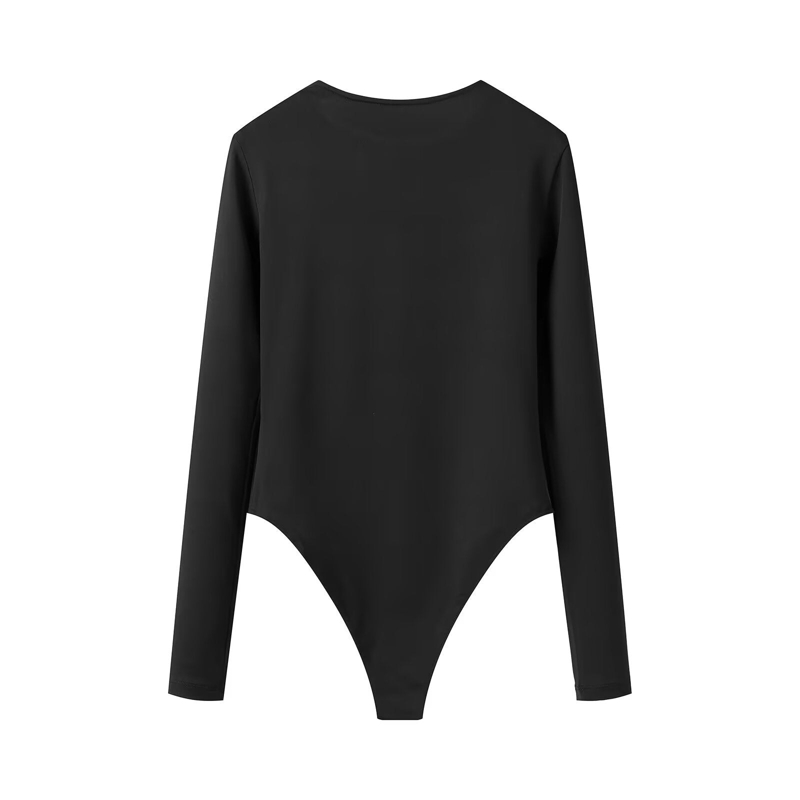 Aria | Long Sleeve Bodysuit Black Crew Neck