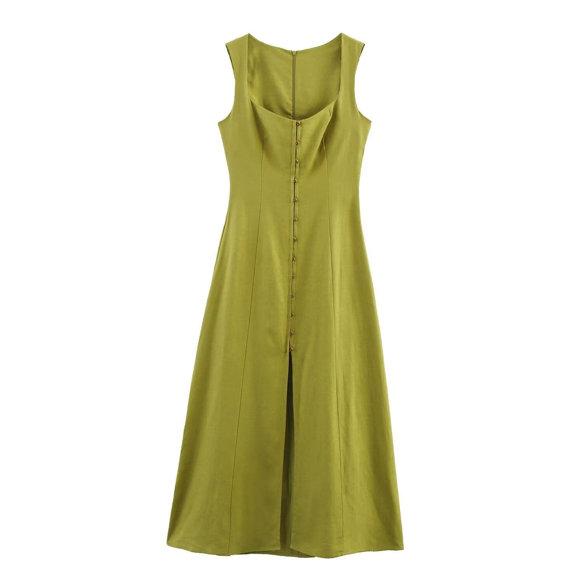 Vera | Black A Line Midi Dress Button Front