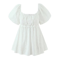 Iris | Cottagecore Puff Sleeve White Dress Short Puff