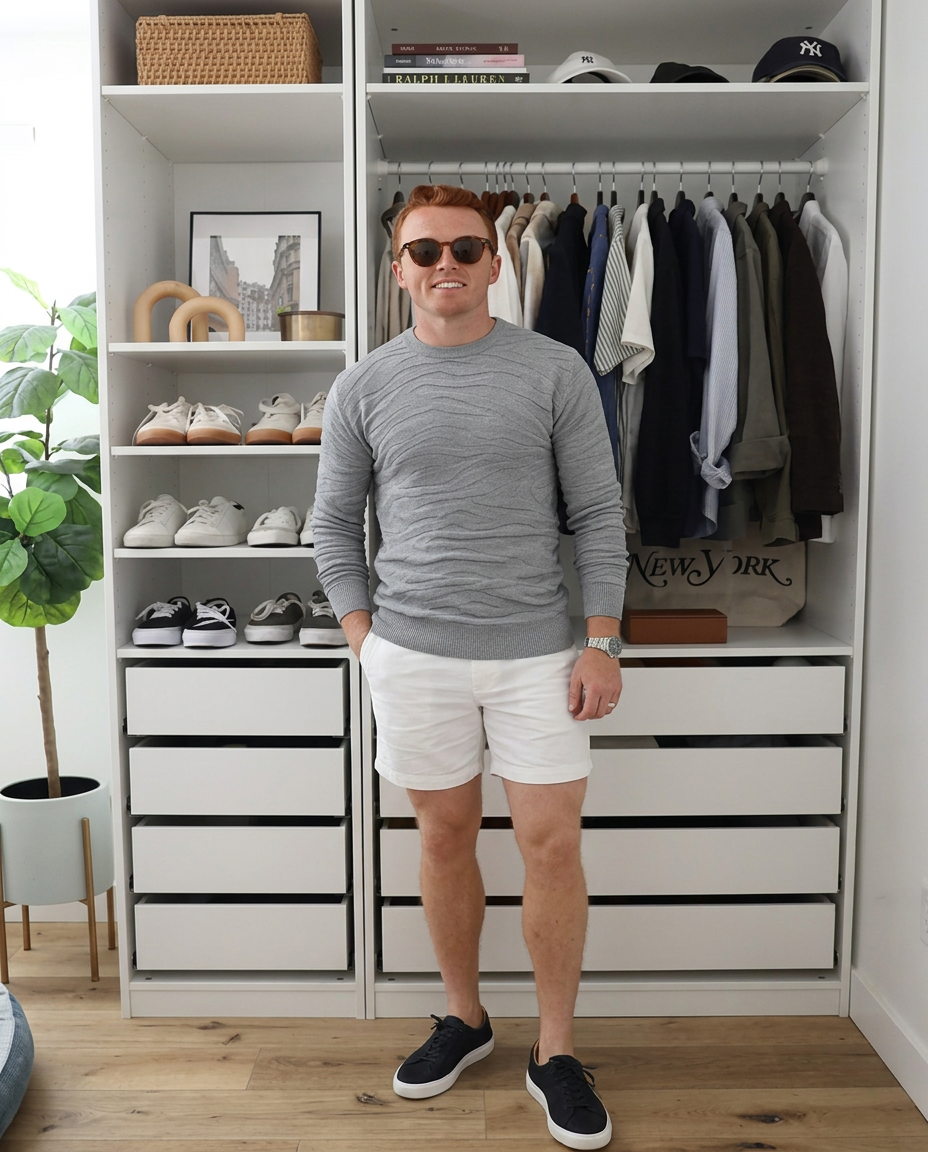 Finn | Casual Crew Neck Sweater Gray Jacquard