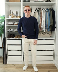 Tate | Cable Knit Sweater Navy Crew Neck
