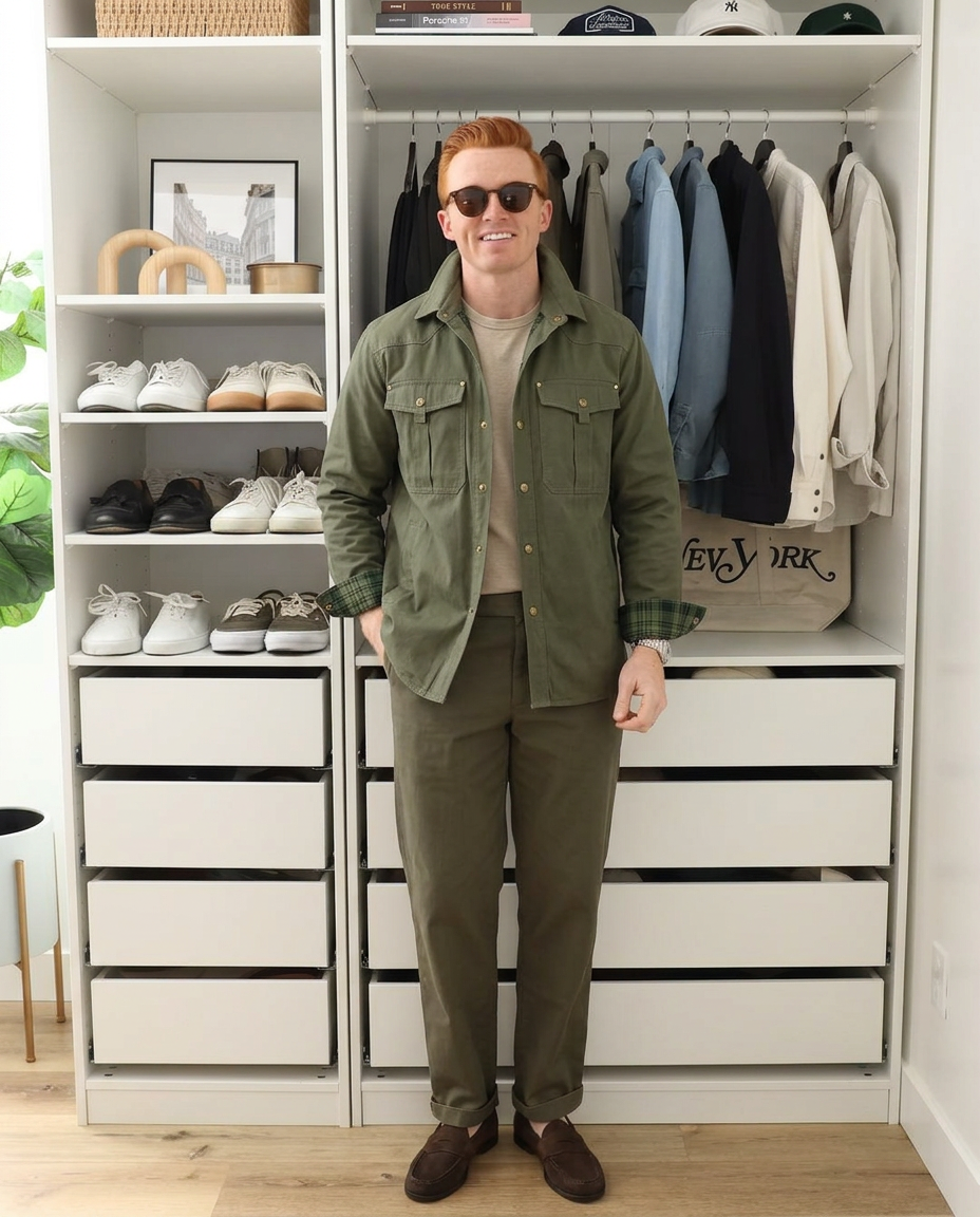 Cliff | Utility Jacket Olive Green Cargo Pockets