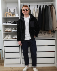 Blake | Fleece Hooded Jacket Black Zip Up Warm