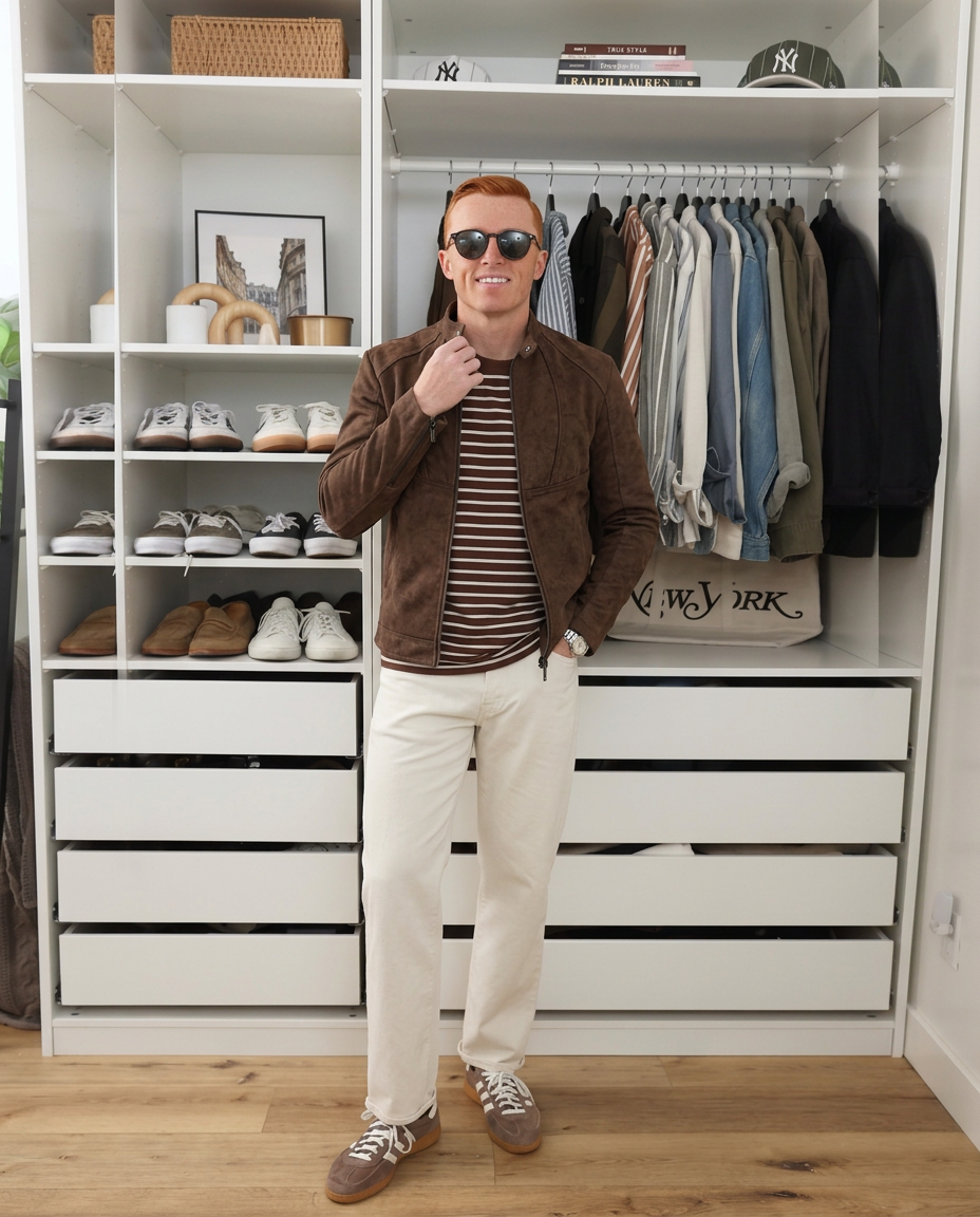 Blake | Suede Moto Jacket Brown Zip Up