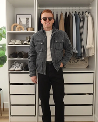 Blake | Utility Cargo Denim Jacket Charcoal Quilted