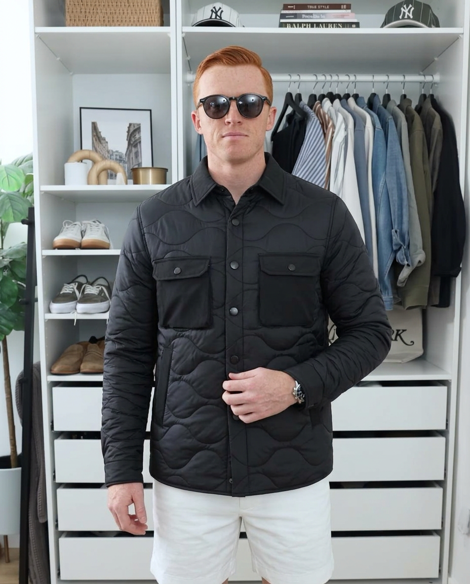 Callum | Quilted Puffer Jacket Black Cargo Pocket