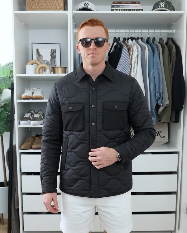 Callum | Quilted Puffer Jacket Black Cargo Pocket
