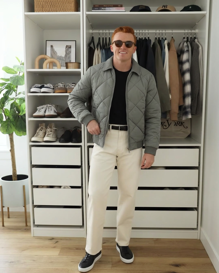 Blake | Quilted Puffer Jacket Gray Zip Up
